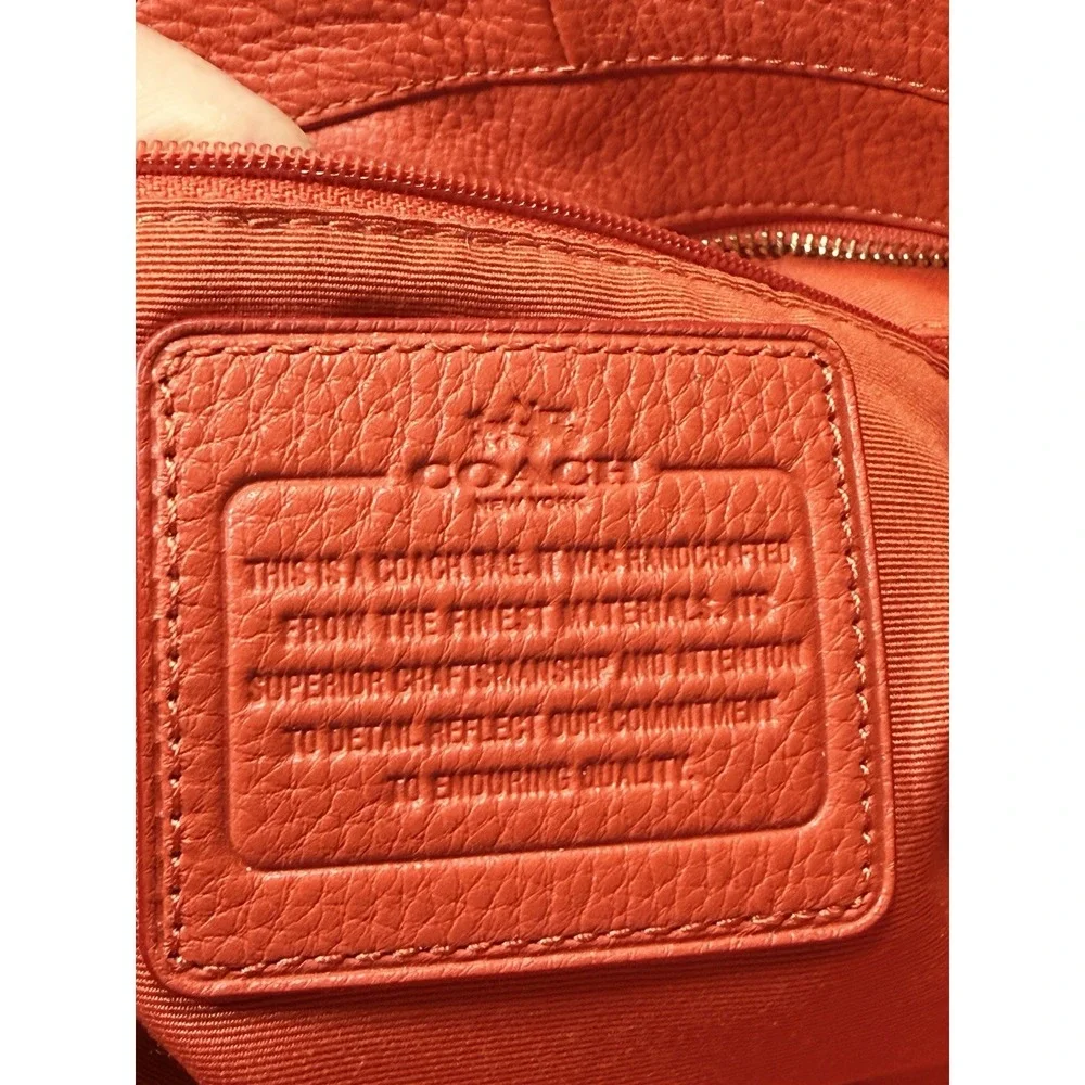 Coach Orange Leather Street Zip‎ Tote Casual Large Shoulder Bag (A2955)